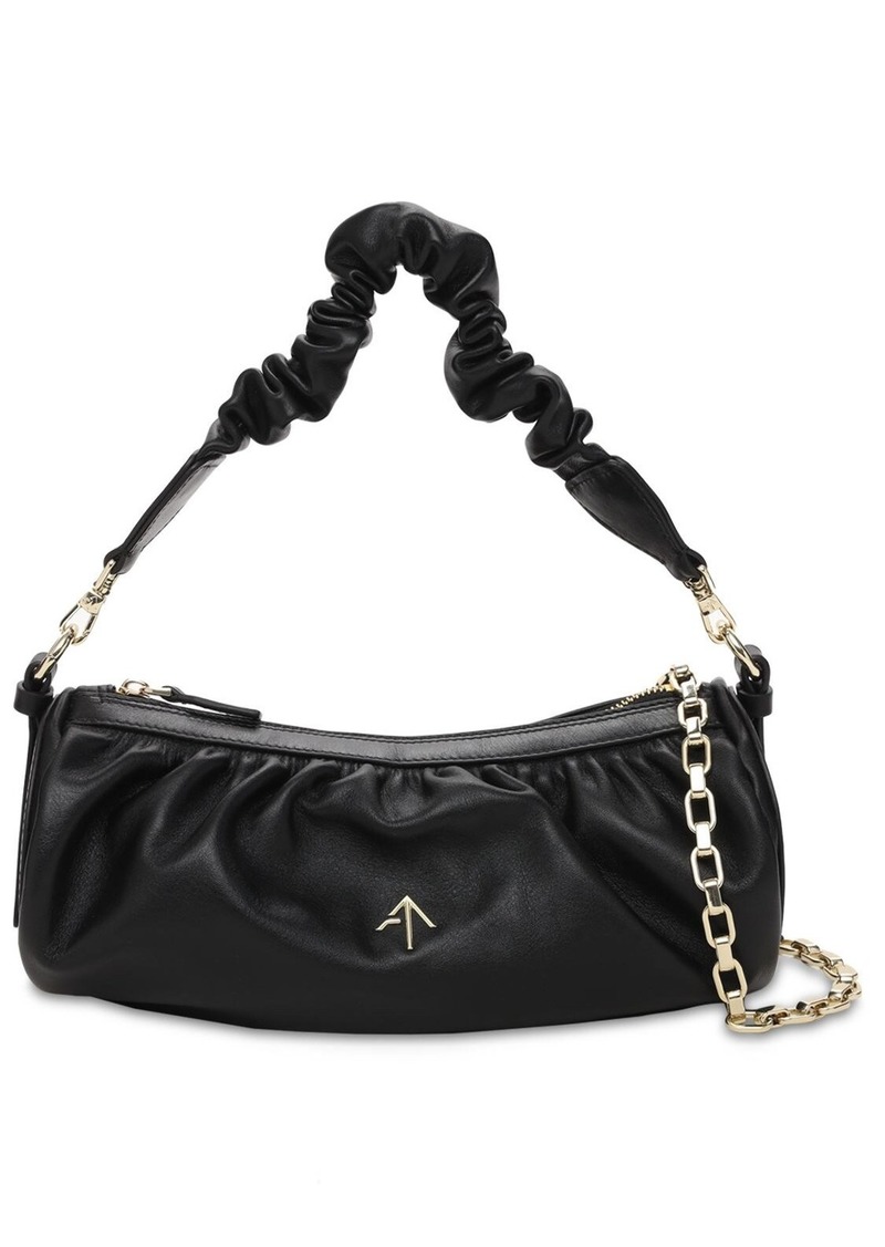 Ruched Cylinder Chain Soft Leather Bag