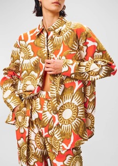 Mara Hoffman Adele Oversized Button-Front Floral Hemp Shirt