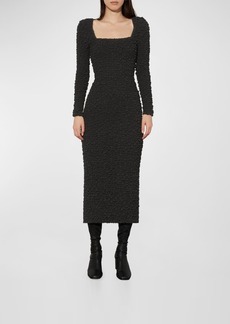 Mara Hoffman Amy Square-Neck Midi Smocked Bodycon Dress