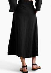 Mara Hoffman - Anna belted TENCEL™ Lyocell and linen-blend midi skirt - Black - S