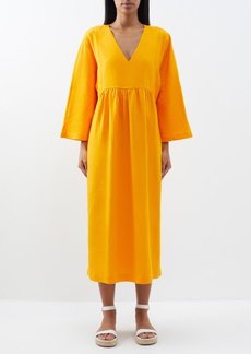 Mara Hoffman - Aviva V-neck Hemp Midi Dress - Womens - Mustard