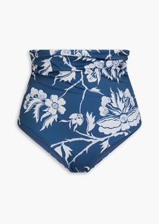 Mara Hoffman - Bobbi floral-print ruched high-rise bikini briefs - Blue - XS