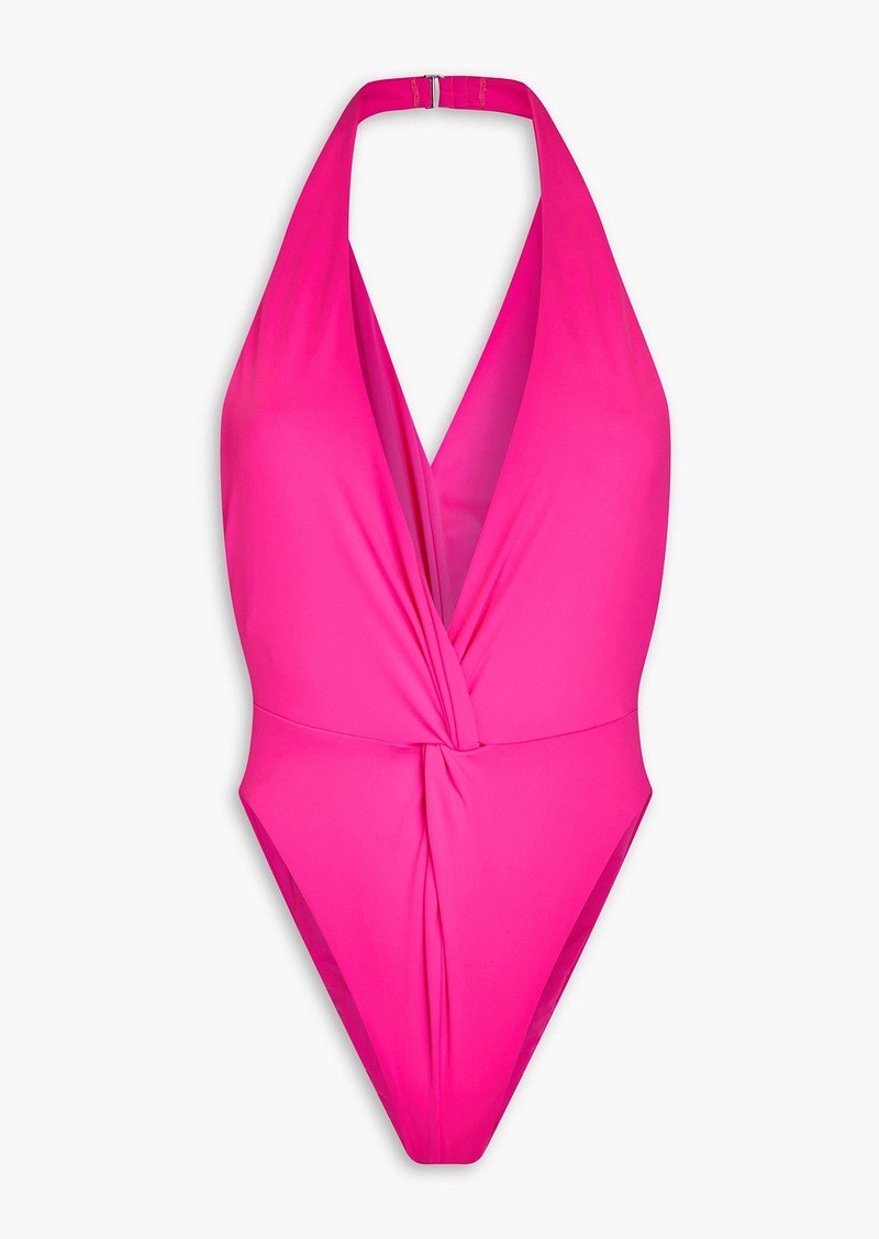 Mara Hoffman - Gabriela neon stretch-ECONYL® halterneck swimsuit - Pink - XS