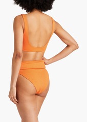 Mara Hoffman - Goldie ribbed knotted high-rise bikini briefs - Orange - XS