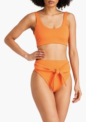 Mara Hoffman - Goldie ribbed knotted high-rise bikini briefs - Orange - XS