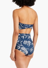 Mara Hoffman - Kai knotted floral-print bandeau bikini top - Blue - L