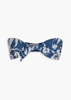 Mara Hoffman - Kai knotted floral-print bandeau bikini top - Blue - XS