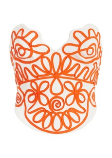 Mara Hoffman - Lena Embroidered Cotton-Blend Top - Orange - US 0 - Moda Operandi