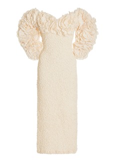 Mara Hoffman - Luna Off-The-Shoulder Textured-Cotton Midi Dress - Off-White - S - Moda Operandi