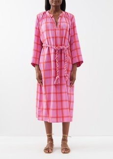 Mara Hoffman - Lysa Checked Organic-cotton Belted Midi Dress - Womens - Pink Multi