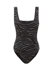 Mara Hoffman - Persephone Zebra-jacquard Recycled-fibre Swimsuit - Womens - Black Grey