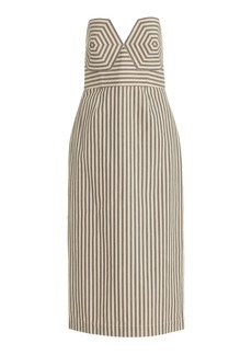 Mara Hoffman - Rina Strapless Striped-Cotton Midi Dress - Ivory - US 0 - Moda Operandi