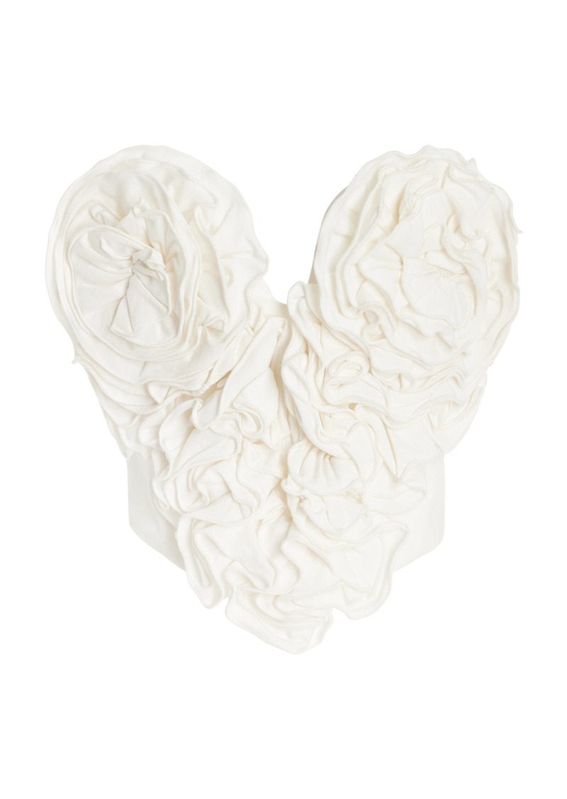Mara Hoffman - Roxana Rosette-Appliqued Cotton-Blend Top - White - US 4 - Moda Operandi