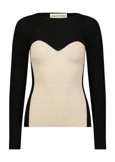 Mara Hoffman - Scarlett Stretch Cotton Knit Sweater - Black/white - L - Moda Operandi