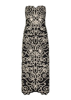 Mara Hoffman - Stella Embroidered Cotton-Blend Midi Dress - Black/white - US 16 - Moda Operandi