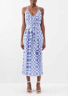 Mara Hoffman - Sydney Checked Organic Cotton-blend Midi Dress - Womens - White Blue
