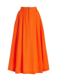 Mara Hoffman - Tulay Pleated Linen-Blend Midi Skirt - Orange - US 6 - Moda Operandi