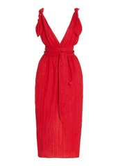 Mara Hoffman - Women's Calypso Belted Linen-Blend Midi Dress - Red - Moda Operandi
