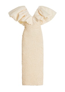 Mara Hoffman - Zia Ruffed Textured Organic Cotton Midi Dress - Ivory - L - Moda Operandi