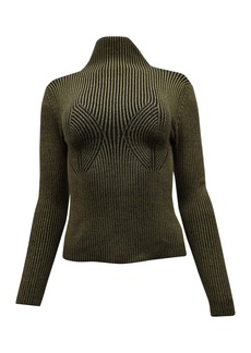 Mara Hoffman Mida Rib Knit Turtleneck Top in Olive Green Modal