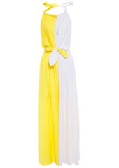 Mara Hoffman Woman Bow-detailed Two-tone Cotton Halterneck Maxi Dress White