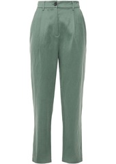 Mara Hoffman Woman Dita Pleated Tencel And Linen-blend Twill Tapered Pants Grey Green