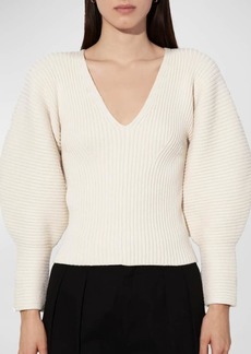 Mara Hoffman Olla Puff-Sleeve Organic Cotton Sweater