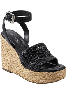 Marc Fisher GODINA Womens Faux Leather Ankle Strap Wedge Sandals