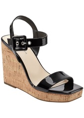 Marc Fisher Lukey Womens Patent Ankle Strap Wedge Sandals