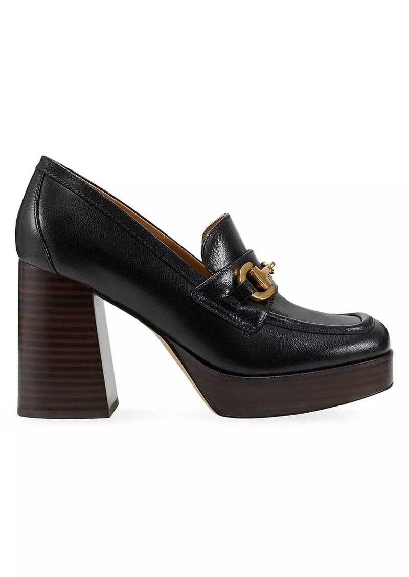 Marc Fisher Machi 85MM Leather Block-Heel Loafers