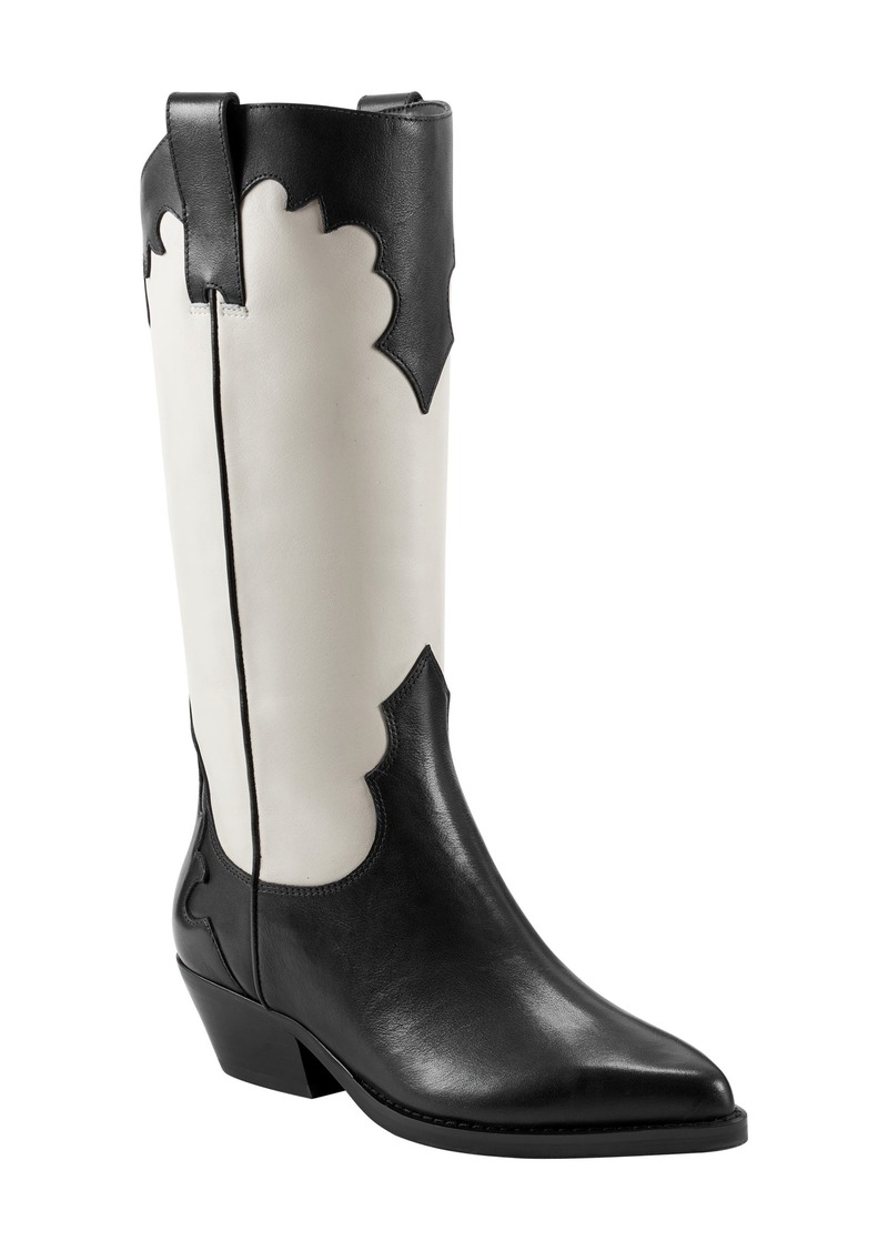 Marc Fisher LTD Hilaria Pointed Toe Western Boot in Black/White at Nordstrom Rack