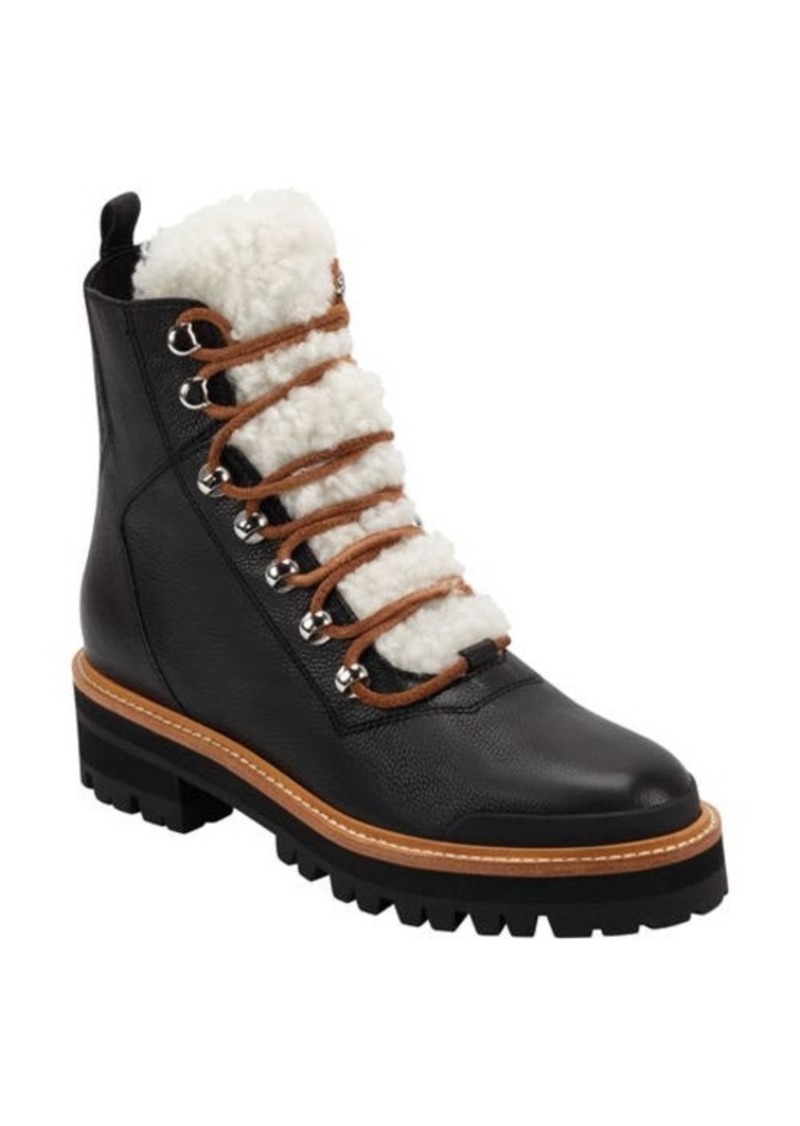 izzie genuine shearling lace up boot black