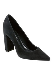 Marc Fisher Ltd Women's Abilene Block Heel Pointy Toe Dress Pumps - Black Suede