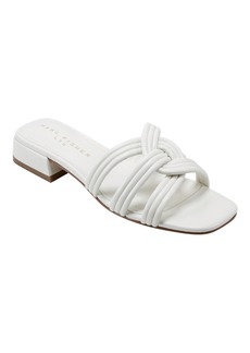 Marc Fisher Ltd Women's Casara Slip-On Square Toe Dress Sandals - Ivory Leather