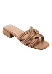 Marc Fisher Ltd Women's Casara Slip-On Square Toe Dress Sandals - Caramel Leather