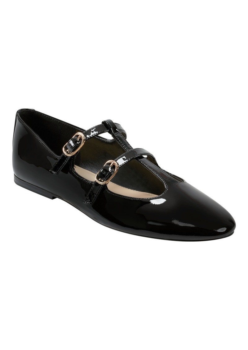 Marc Fisher Ltd Women's Evie Round Toe Dress Ballet Flats - Black Patent Leather