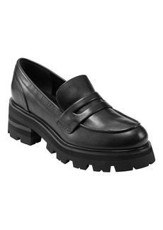 Marc Fisher Ltd Women's Latika Slip-On Lug Sole Loafers - Black Leather