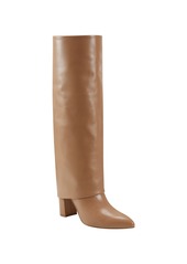 Marc Fisher Ltd Women's Leina Block Heel Pointy Toe Knee High Dress Boots - Medium Natural Leather