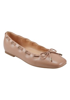 Marc Fisher Ltd Women's Letizia Square Toe Dress Flats - Medium Natural Leather