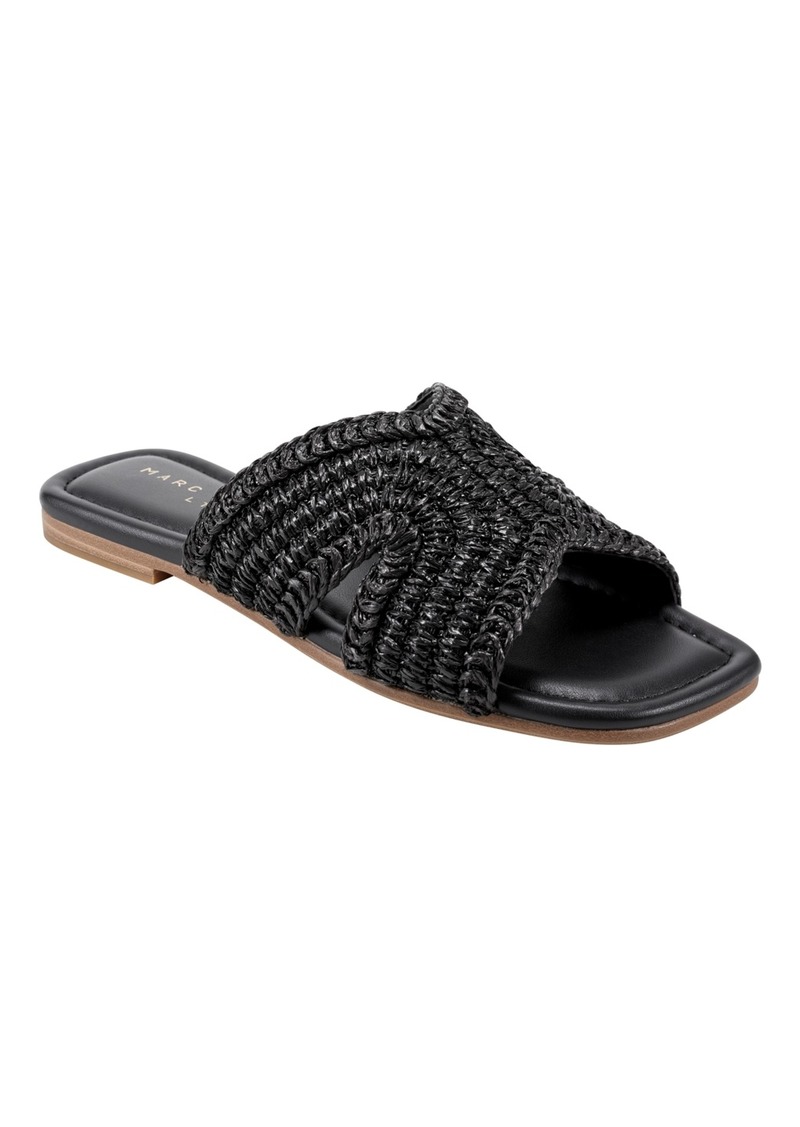 Marc Fisher Ltd Women's Narda Square Toe Flat Sandals - Black