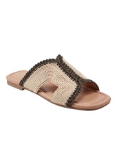 Marc Fisher Ltd Women's Nashie Slip On Square Toe Flat Sandals - Black/Natural