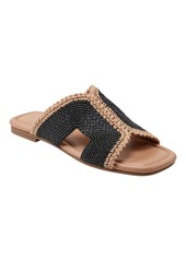 Marc Fisher Ltd Women's Nashie Slip On Square Toe Flat Sandals - Black/Natural