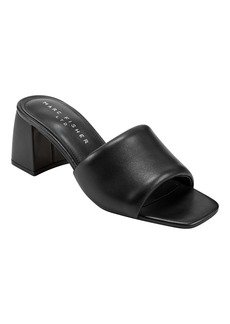 Marc Fisher Ltd Women's Nombra Slip-On Block Heel Dress Sandals - Black Leather