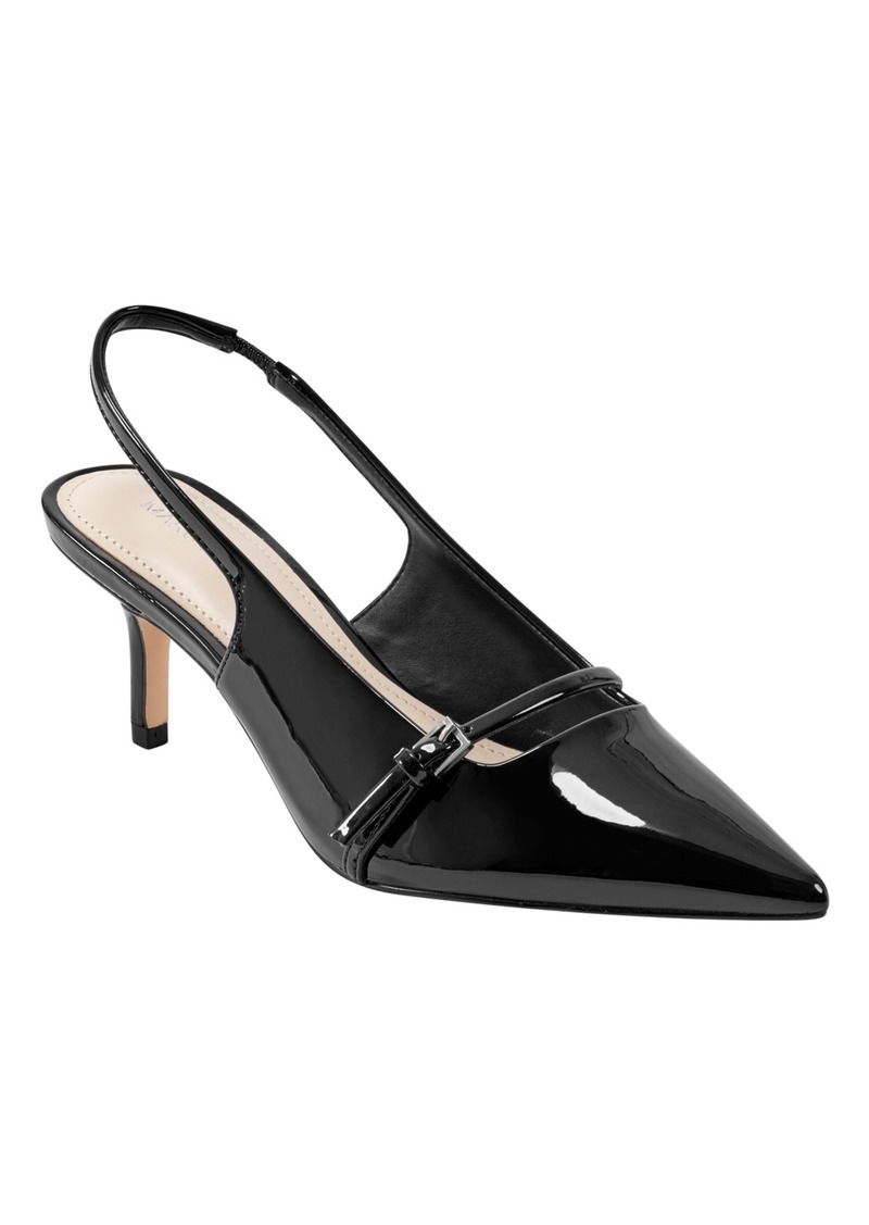 Marc Fisher Women's Alorie Slingback Pointy Toe Dress Pumps - Black Patent