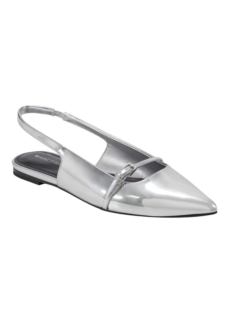 Marc Fisher Women's Elelyn Pointy Toe Slingback Dress Flats - Silver