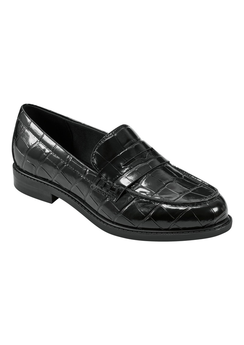 Marc Fisher Women's Ilithia Slip-on Dress Penny Loafers - Black Croco