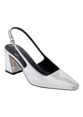 Marc Fisher Women's Leanea Block Heel Dress Slingback Pumps - Silver - Manmade