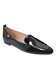 Marc Fisher Women's Seltra Almond Toe Slip-On Dress Flat Loafers - Black Patent- Faux Patent Leather