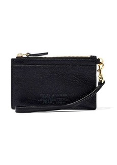 Marc Jacobs Black Wallet with Embossed Logo and Wrist Strap in Grainy Leather Woman