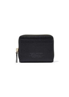 Marc Jacobs Black Zip-Around Wallet with Embossed Logo in Grainy Leather Woman